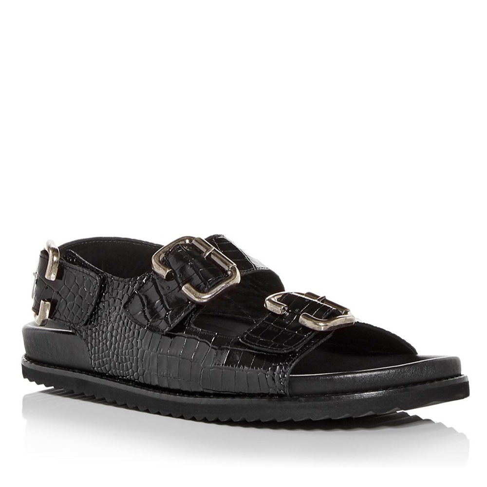 Freda Salvador Piper Buckle Croc-Embossed Sandal